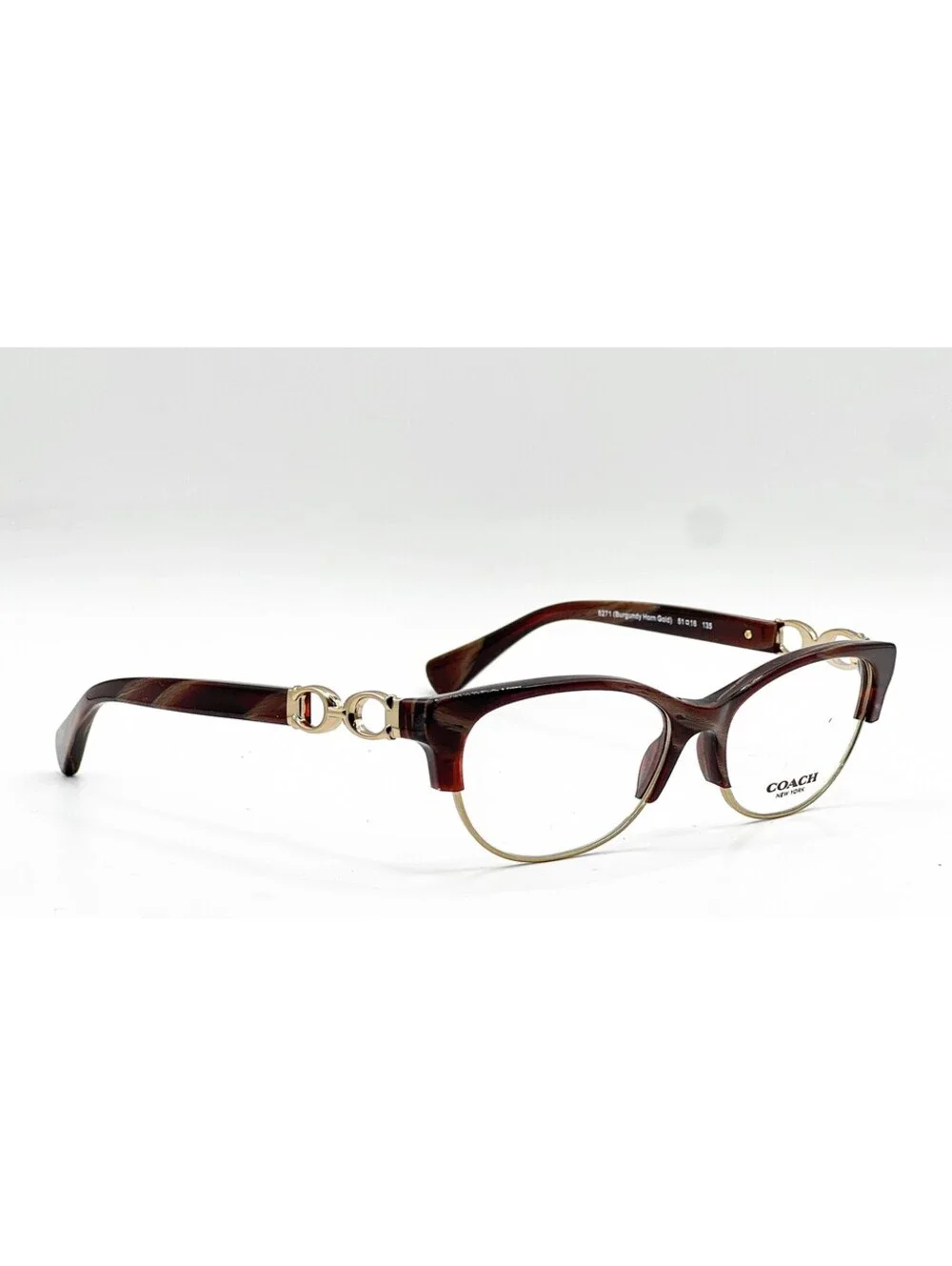 Coach HC 5063 5271 Burgundy Horn Gold Cat Eye Eyeglass Frames 51-16-135